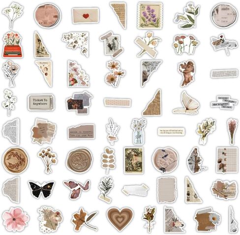 60Pcs Vintage Stickers, Aesthetic Sticker, Daily Planner for Adults, Scrapbooking Supplies for DIY Paper Crafts in Saudi Arabia