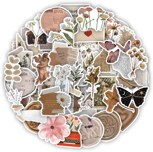 60Pcs Vintage Stickers, Aesthetic Sticker, Daily Planner for Adults, Scrapbooking Supplies for DIY Paper Crafts in Saudi Arabia