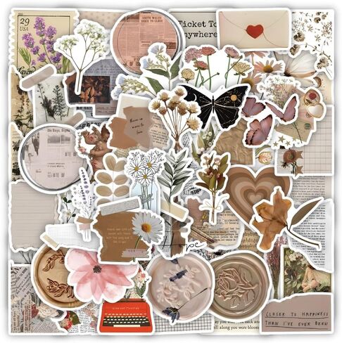 60Pcs Vintage Stickers, Aesthetic Sticker, Daily Planner for Adults, Scrapbooking Supplies for DIY Paper Crafts in Saudi Arabia