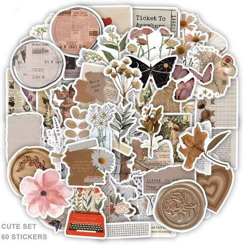 60Pcs Vintage Stickers, Aesthetic Sticker, Daily Planner for Adults, Scrapbooking Supplies for DIY Paper Crafts in Saudi Arabia