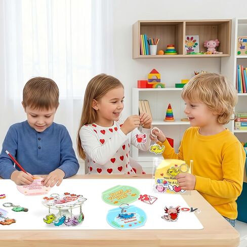 YXILEE Valentines Day Gifts for Kids Classroom – 30 Pack Axolotl Keychains with Cards & Stickers – School Exchange & Party Favors for Boys and Girls in Saudi Arabia