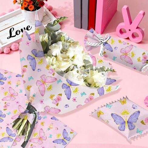 BACH AND BOUJEE Butterfly Wrapping Paper Purple Pink Gift Wrap Paper Spring Garden Butterfly Wrapping DIY Crafts Papers Gift Packing for Flower Wedding Birthday Party Supplies 6 Sheets in Saudi Arabia