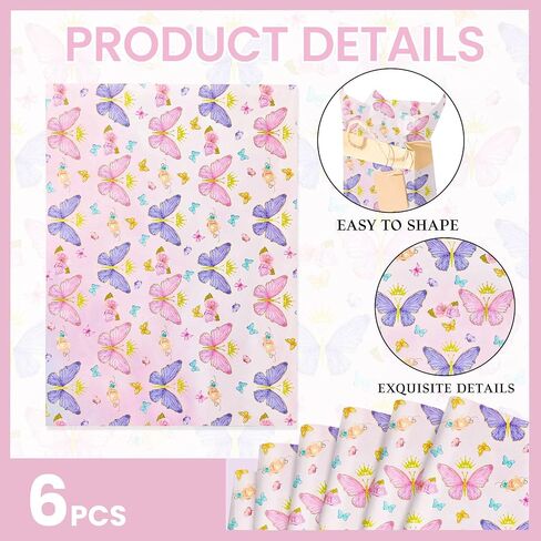 BACH AND BOUJEE Butterfly Wrapping Paper Purple Pink Gift Wrap Paper Spring Garden Butterfly Wrapping DIY Crafts Papers Gift Packing for Flower Wedding Birthday Party Supplies 6 Sheets in Saudi Arabia