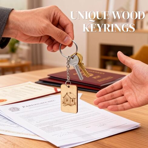 100 Pcs Blank Wood Tag, 2x1.3 Inch Wooden Keychains with Key Rings, Unfinished Wood Pieces for Crafts, Rectangle Wooden Cutouts with 32.8ft Jute Rope for DIY Gift Tags, Hanging Decorations in Saudi Arabia