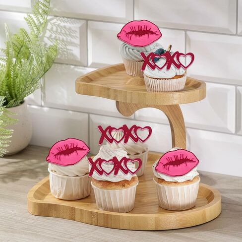 10 Pcs Valentine Day Cupcake Topper Mirror Lips Baking Food Cake Toppers Acrylic Accessory Birthday Party Decorations Supplies in Saudi Arabia