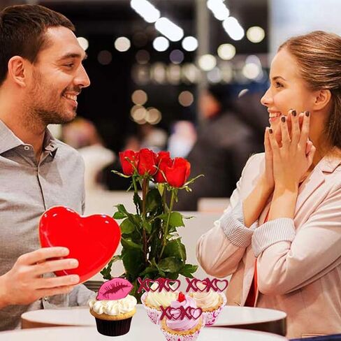 10 Pcs Valentine Day Cupcake Topper Mirror Lips Baking Food Cake Toppers Acrylic Accessory Birthday Party Decorations Supplies in Saudi Arabia