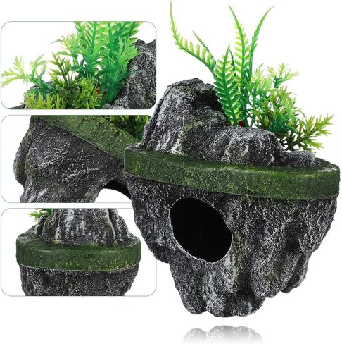 balacoo Floating Aquarium Decoration Realistic Rock Fish Tank Ornament with Hideout Cave for Aquascaping 7.48 X 5.31 X 4.33 Inch Resin Landscape Decor in Saudi Arabia