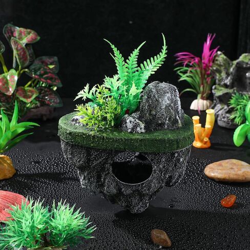 balacoo Floating Aquarium Decoration Realistic Rock Fish Tank Ornament with Hideout Cave for Aquascaping 7.48 X 5.31 X 4.33 Inch Resin Landscape Decor in Saudi Arabia