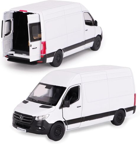 Toyland® 12cm Pull Back & Go Die Cast White Sprinter Van with Open & Close Doors - Toy Vehicles - 1:48 Scale in Saudi Arabia