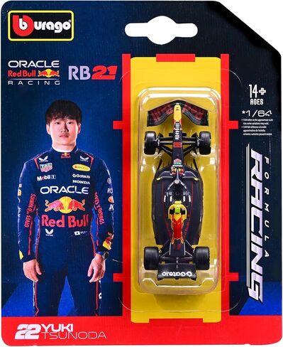 Bburago 1:64 Scale Race Formula Red Bull RB21 (2025) Diecast Vehicle, Tsunoda #22 in Saudi Arabia