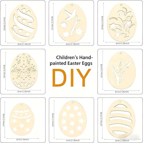 بيض عيد الفصح الخشبي للرسم بنفسك - زخارف بيض من الخشب الطبيعي، وحشو سلة عيد الفصح، وديكورات للمنزل والأطفال in Kuwait