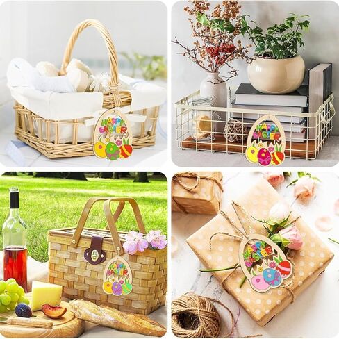 بيض عيد الفصح الخشبي للرسم بنفسك - زخارف بيض من الخشب الطبيعي، وحشو سلة عيد الفصح، وديكورات للمنزل والأطفال in Kuwait