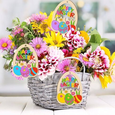 بيض عيد الفصح الخشبي للرسم بنفسك - زخارف بيض من الخشب الطبيعي، وحشو سلة عيد الفصح، وديكورات للمنزل والأطفال in Kuwait