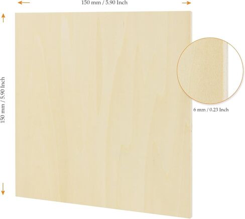 40Pcs 6 x 6 x 1/4 Inch Square Basswood Sheets, 6mm Unfinished Wood Squares, Plywood Sheets, Plywood Board Sheet for DIY Projects, Wood Crafts in Saudi Arabia