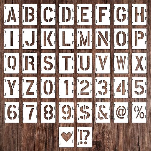 4 Inch Letter Stencils Symbol Numbers Craft Stencils, 42 Pcs Reusable Plastic Alphabet Templates, Art Crafts Drawing Stencil Kit for Painting Fabric Rock Chalkboard Door Porch Wood Walls DIY in Saudi Arabia