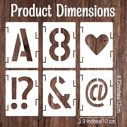 4 Inch Letter Stencils Symbol Numbers Craft Stencils, 42 Pcs Reusable Plastic Alphabet Templates, Art Crafts Drawing Stencil Kit for Painting Fabric Rock Chalkboard Door Porch Wood Walls DIY in Saudi Arabia