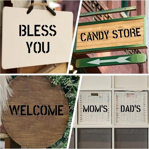 4 Inch Letter Stencils Symbol Numbers Craft Stencils, 42 Pcs Reusable Plastic Alphabet Templates, Art Crafts Drawing Stencil Kit for Painting Fabric Rock Chalkboard Door Porch Wood Walls DIY in Saudi Arabia
