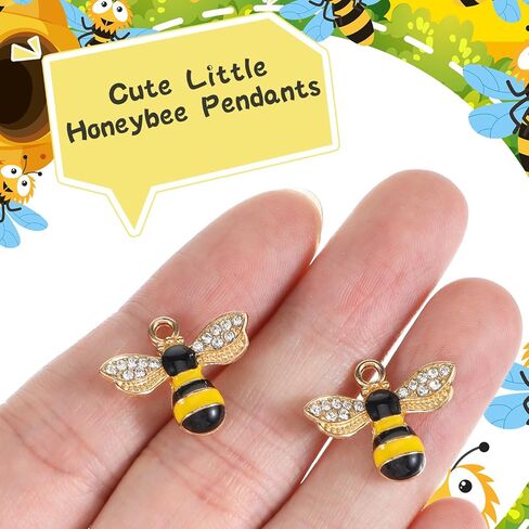 150 Pcs Cute Metal Bee Charms for Jewelry Making, Enamel Bee Pendants with Rhinestones for Necklaces, Bracelets, Earrings, DIY, Crafts, Honey Jars, Nail Art in Saudi Arabia