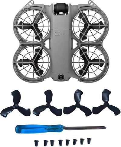 12 قطعة من المراوح المتوافقة مع ملحقات DJI Neo 2 - شفرات المروحة البديلة البلاستيكية، تصميم خفيف الوزن وهادئ ومنخفض الضوضاء، وقطع غيار متينة ومرنة للطائرة بدون طيار بما في ذلك البراغي ومفك البراغي in Kuwait