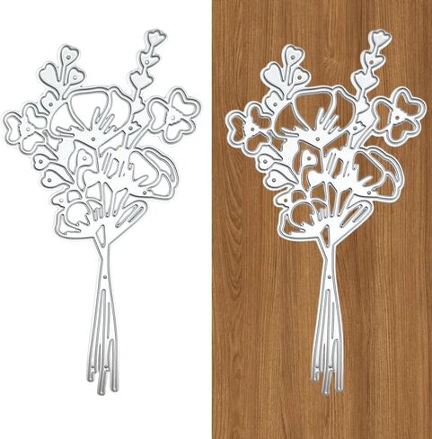 Flower Metal Die Cut, Spring Heart Shaped Leaf Die Cut, A Bouquet of Flowers Stencil Template Mold for Embossing Paper DIY Crafts Making Wedding Cards Bookmarks Photo Albums Scrapbooking in Kuwait