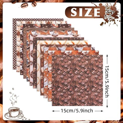 Konsait 24 Sheets Coffee Origami Paper 6x6, Single Sided Craft Paper Sheets Pattern Papers Coffee Party Decorations Decorative Cardstock for Card Making Supplies Scrapbook Supplies in Saudi Arabia
