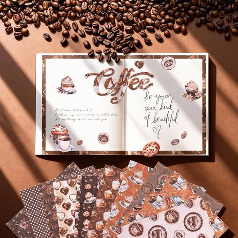 Konsait 24 Sheets Coffee Origami Paper 6x6, Single Sided Craft Paper Sheets Pattern Papers Coffee Party Decorations Decorative Cardstock for Card Making Supplies Scrapbook Supplies in Saudi Arabia