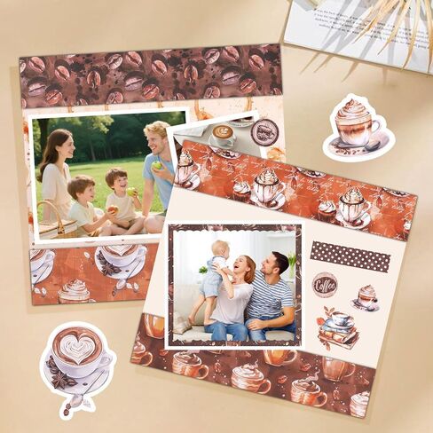 Konsait 24 Sheets Coffee Origami Paper 6x6, Single Sided Craft Paper Sheets Pattern Papers Coffee Party Decorations Decorative Cardstock for Card Making Supplies Scrapbook Supplies in Saudi Arabia