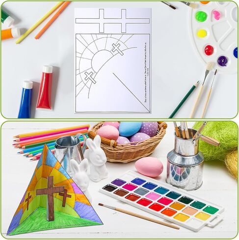Tenceur 36 قطعة من ورق عيد الفصح المتقاطع ثلاثي الأبعاد DIY لوازم الكتاب المقدس 1 جون 3: 16 آية الكتاب المقدس لوازم عيد الفصح المسيحية للأنشطة المسيحية in Saudi Arabia