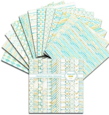 24 Sheets Cardstock Paper Pad Cardmaking Paper Emerald Themed Single-sided Patterns Scrapbook Paper Printing Decorative Paper Craft Paper Photo Album Decor (6) in Saudi Arabia