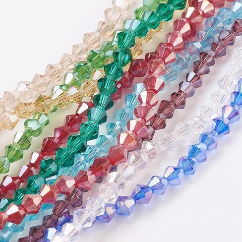 About 800pcs Bicone Faceted Glass Bead Strands, 4x4mm Mixed Color Imitation Jade Glass Bead Strands, Crystal Glass Beads for Jewelry Making for DIY Bracelet Necklace Earrings,Hole: 1mm in Saudi Arabia