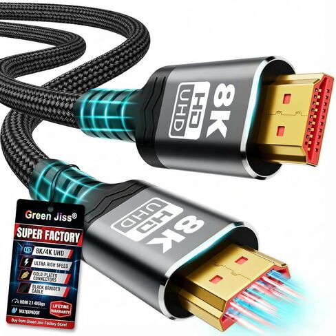 10K 8K HDMI Cable 2.1 ، متاح 1.5 قدمًا 3.3 قدمًا 5ft 6.6ft 10ft 13ft 13ft 16ft 20ft 25ft للاختيار ، فائقة السرعة عالية السرعة HDMI COLLLOW 48GBPS ، 8K@60Hz /4K@120Hz ، HDCP 2.2 & 2.3 (0.5M 1.5M) in Kuwait