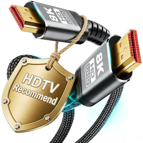 كابل 10K 8K HDMI 2.1 بطول 10 أقدام و48 جيجابت في الثانية سلك HDMI مجدول من النايلون عالي السرعة | كابل شاشة الألعاب 8K@60 هرتز 7680x4320، 4K@120 هرتز يدعم HDR الديناميكي 10+ 3D Dolby Atmos، متوافق مع Roku، TV، PS5 Blu-ray in Kuwait