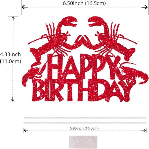 Crawfish Cake Toppers Glitter Red Lobster Happy Birthday Cake Decorations Crawfish Boil Birthday Party Decor Seafood Boil Under The Sea Baby Shower Cake Picks for Ocean Shrimp Animals Supplies in Saudi Arabia