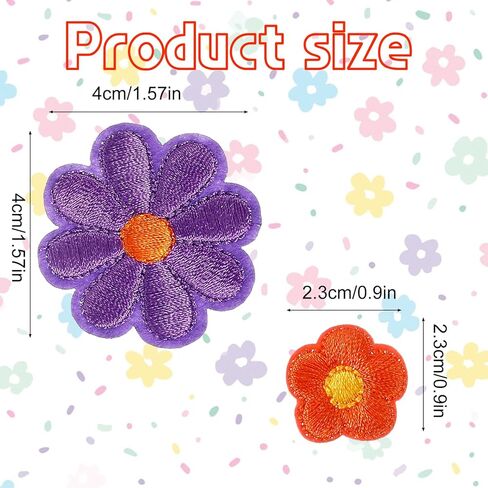 37 Pcs Flower Iron On Patches Cute Daisy Floral Embroidery Applique Patch Sew On Embroidered Sewing Repair Patch for DIY Hats Clothes Jeans Jackets Bags Shoes Decoration (Multicolor) in Saudi Arabia