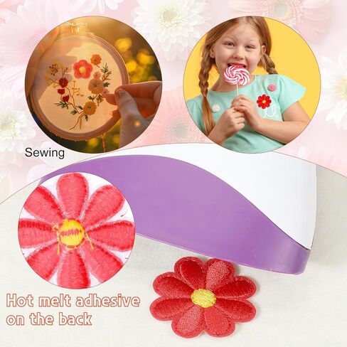 37 Pcs Flower Iron On Patches Cute Daisy Floral Embroidery Applique Patch Sew On Embroidered Sewing Repair Patch for DIY Hats Clothes Jeans Jackets Bags Shoes Decoration (Multicolor) in Saudi Arabia