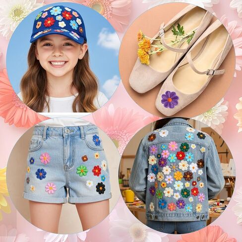 37 Pcs Flower Iron On Patches Cute Daisy Floral Embroidery Applique Patch Sew On Embroidered Sewing Repair Patch for DIY Hats Clothes Jeans Jackets Bags Shoes Decoration (Multicolor) in Saudi Arabia