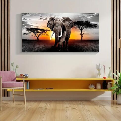 Large Diamond Art Kits for Adults Elephant, DIY Diamond Painting Art Animals Round Full Drill Crystal Diamond Embroidery Paintings Arts Craft for Home Wall Decor (27.6 X 15.7 Inch) in Kuwait