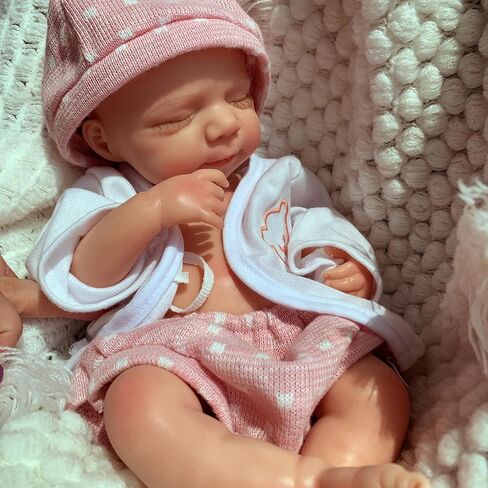 دمية طفلة نابضة بالحياة لكامل الجسم، فتاة نائمة باسكال مقاس 33 سم ترتدي فستانًا ورديًا، مثالية لهدايا عيد الميلاد in Kuwait