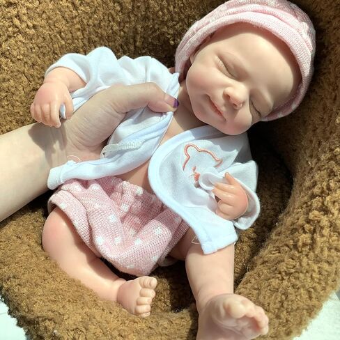 دمية طفلة نابضة بالحياة لكامل الجسم، فتاة نائمة باسكال مقاس 33 سم ترتدي فستانًا ورديًا، مثالية لهدايا عيد الميلاد in Kuwait
