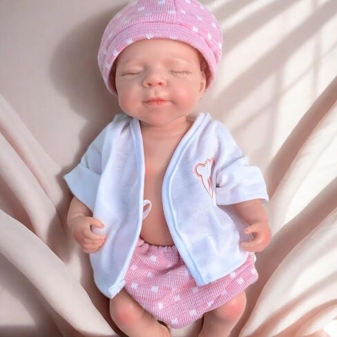دمية طفلة نابضة بالحياة لكامل الجسم، فتاة نائمة باسكال مقاس 33 سم ترتدي فستانًا ورديًا، مثالية لهدايا عيد الميلاد in Kuwait