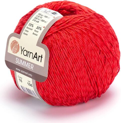 YarnArt Summer - خيوط لامعة خفيفة الوزن، 70% قطن مرسيريزد، 30% فيسكوز - حياكة لامعة وخيوط كروشيه للشالات والملابس والإكسسوارات (07-بيج) in Kuwait