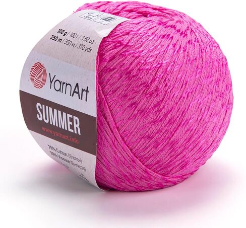 YarnArt Summer - خيوط لامعة خفيفة الوزن، 70% قطن مرسيريزد، 30% فيسكوز - حياكة لامعة وخيوط كروشيه للشالات والملابس والإكسسوارات (07-بيج) in Kuwait