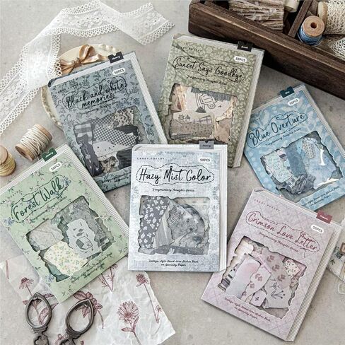 300 PCS Textured & Rice Paper Scrapbook Paper,Retro Aesthetic Mixed Decorative Paper Kit for DIY Crafts Art Photo Album Collage Planner Junk Journal Bullet Journal Card Making Notebook in Saudi Arabia