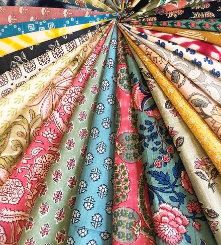 Craftbot 100% Cotton Lightweight Thin & Soft Indian Block Print Fabric Squares -50pc- 8x8 for Craft in Saudi Arabia