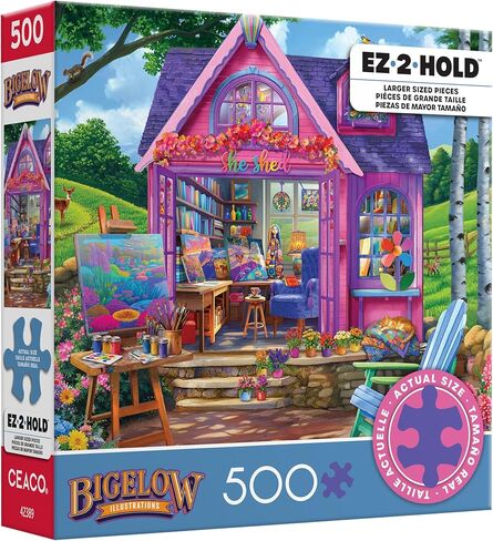 Ceaco - EZ 2 Hold - Bigelow - She Shed Studio - 500 Piece Puzzle for Adults - Challenging and Perfect for Game Nights - Finished Puzzle Size 21.25 x 15 in Saudi Arabia