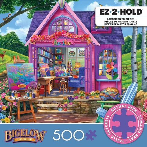 Ceaco - EZ 2 Hold - Bigelow - She Shed Studio - 500 Piece Puzzle for Adults - Challenging and Perfect for Game Nights - Finished Puzzle Size 21.25 x 15 in Saudi Arabia