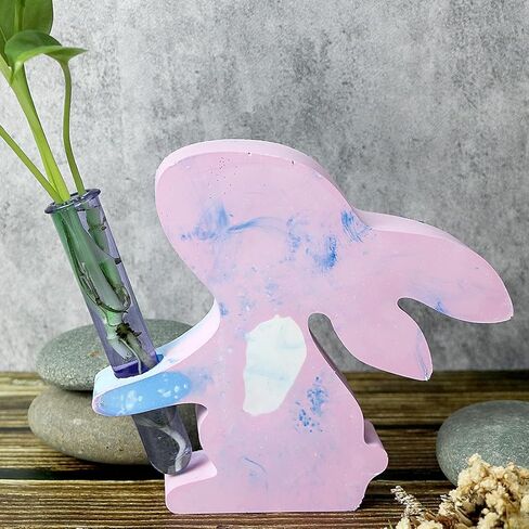 Voyyphixa Vase Resin Molds Silicone for Plant Propagation Station, Rabbit Vase Epoxy Resin Mold with 3 Test Tubes, for Hydroponic Plant, Flower Bud, Home Garden Décor in Saudi Arabia