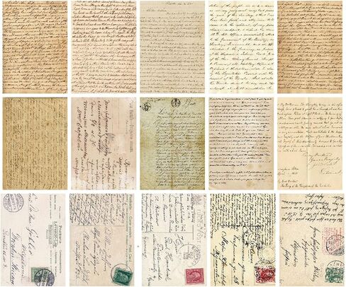 30 Sheets Vintage Handwritten Letters Scrapbook Paper Pack, 15 Retro Letter Patterns - Decorative Material for Junk Journal, DIY Album & Craft Projects in Saudi Arabia