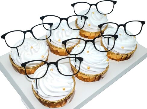 Acrylic Glasses-Shaped Cake Topper – Perfect For A Glasses-Themed Party; Cute And Stylish; Ideal For Retirement Parties, Reading Glasses Parties, Or Any Other Glasses-Related Event. (Black Eyeglasses) in Saudi Arabia