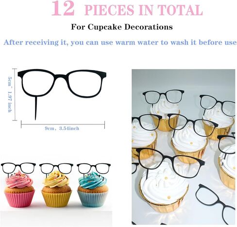 Acrylic Glasses-Shaped Cake Topper – Perfect For A Glasses-Themed Party; Cute And Stylish; Ideal For Retirement Parties, Reading Glasses Parties, Or Any Other Glasses-Related Event. (Black Eyeglasses) in Saudi Arabia